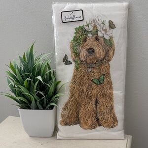 Doodle Dog Hand Towel Spring Floral Kitchen Bathroom Cute Puppy Gift 30x30